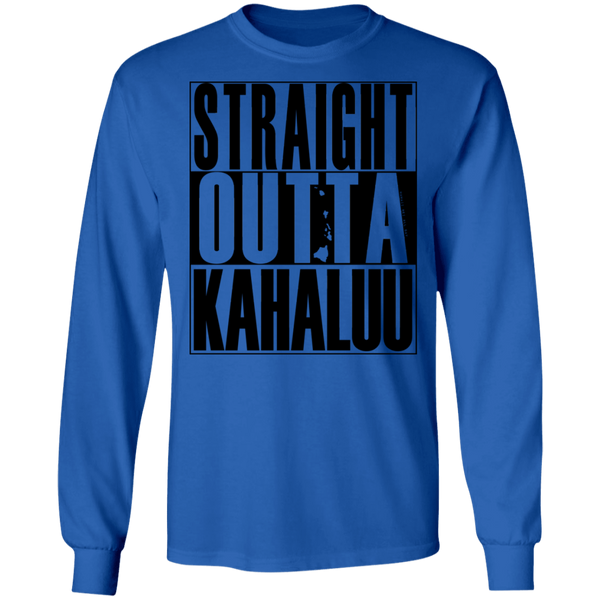 Straight Outta Kahaluu (black ink) LS T-Shirt