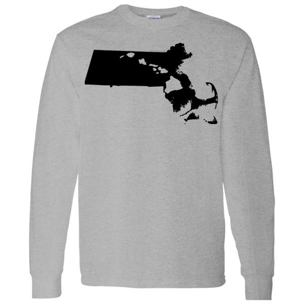 Living in Massachusetts with Hawaii Roots LS T-Shirt 5.3 oz., T-Shirts, Hawaii Nei All Day