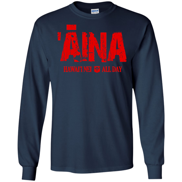 ʻĀina Hawai'i Nei All Day (red ink) LS Ultra Cotton T-Shirt, T-Shirts, Hawaii Nei All Day