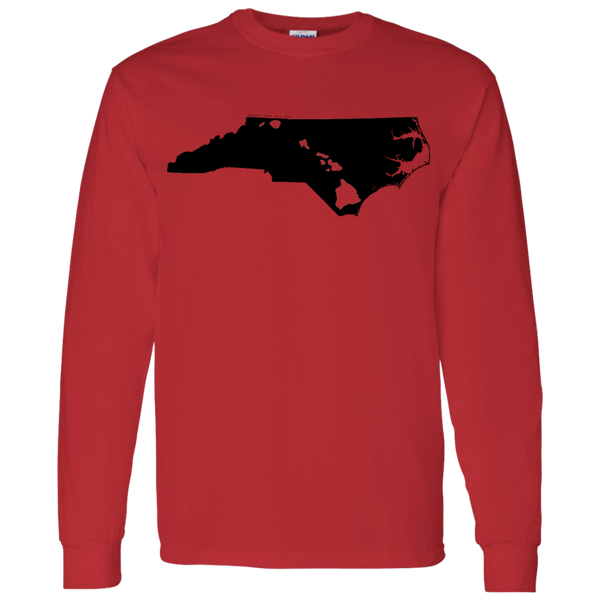 Living in North Carolina with Hawaii Roots LS T-Shirt 5.3 oz., T-Shirts, Hawaii Nei All Day