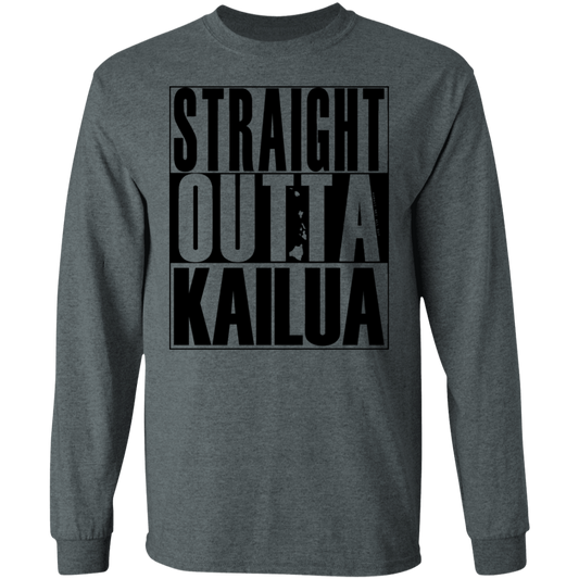 Straight Outta Kailua (black ink) LS T-Shirt