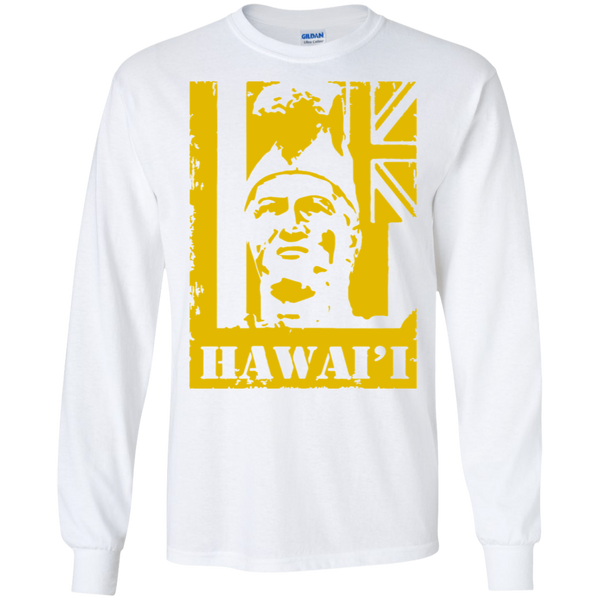 Hawai'i King Kamehameha (yellow) LS Ultra Cotton T-Shirt, T-Shirts, Hawaii Nei All Day