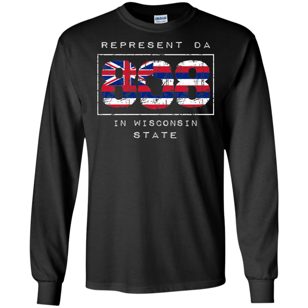 Rep Da 808 In Wisconsin State LS Ultra Cotton T-Shirt, T-Shirts, Hawaii Nei All Day
