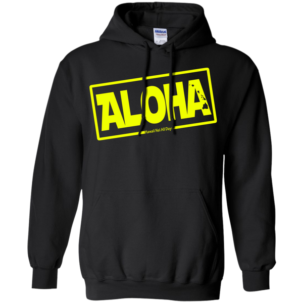 Aloha Hawai'i Nei (Islands yellow ink) Pullover Hoodie, Sweatshirts, Hawaii Nei All Day