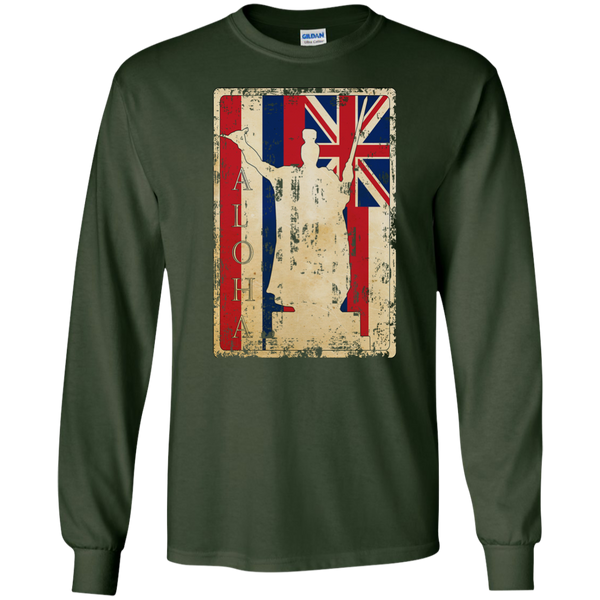 Aloha King Kamehameha LS Ultra Cotton Tshirt - Hawaii Nei All Day