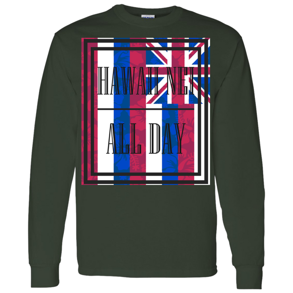 Hawai'i Floral Flag LS T-Shirt 5.3 oz., T-Shirts, Hawaii Nei All Day