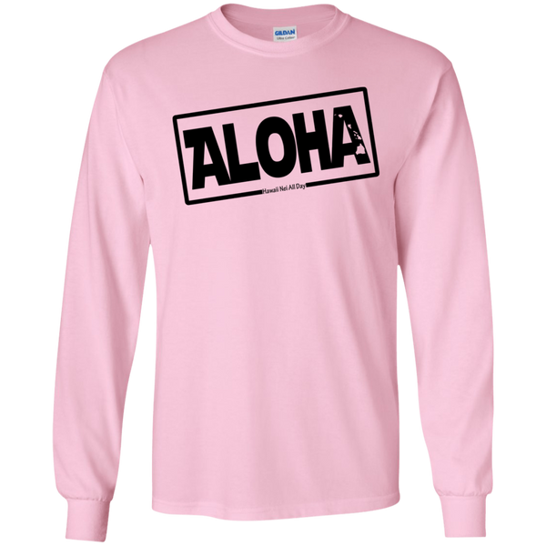 Aloha Hawai'i Nei (Islands blk ink) LS Ultra Cotton T-Shirt, T-Shirts, Hawaii Nei All Day
