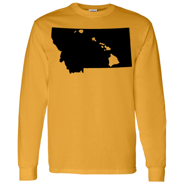 Living in Montana with Hawaii Roots LS T-Shirt 5.3 oz., T-Shirts, Hawaii Nei All Day