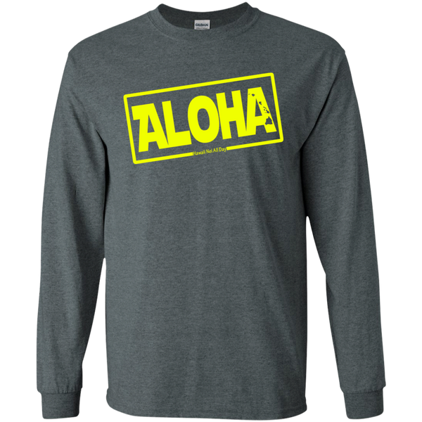 Aloha Hawai'i Nei (Islands yellow ink) LS Ultra Cotton T-Shirt, T-Shirts, Hawaii Nei All Day