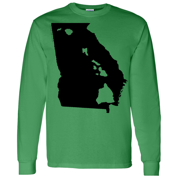 Living in Georgia with Hawaii Roots LS T-Shirt 5.3 oz., T-Shirts, Hawaii Nei All Day