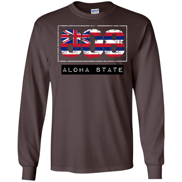 808 Aloha State LS Ultra Cotton Tshirt - Hawaii Nei All Day