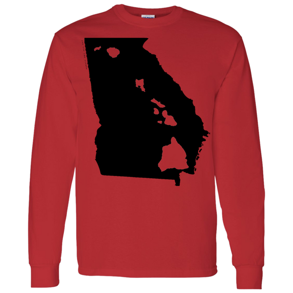 Living in Georgia with Hawaii Roots LS T-Shirt 5.3 oz., T-Shirts, Hawaii Nei All Day