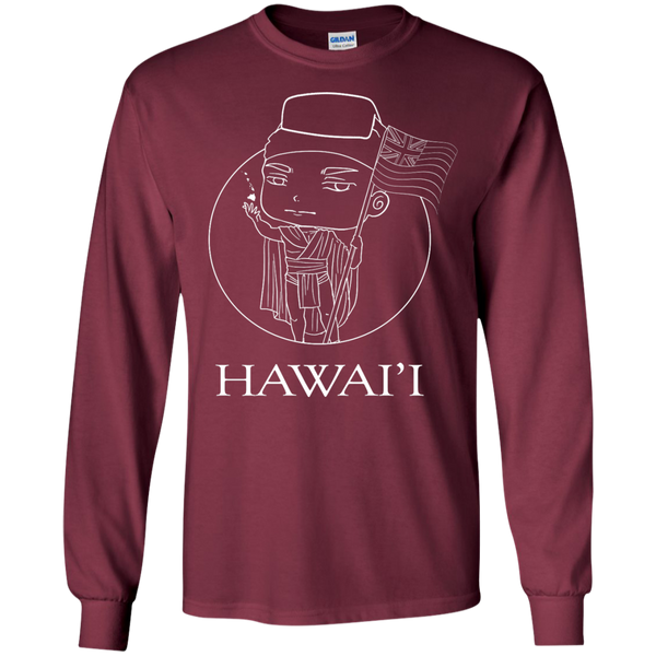 Hawai'i (chibi style King Kamehameha) LS Ultra Cotton Tshirt - Hawaii Nei All Day