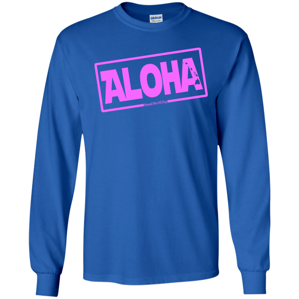 Aloha Hawai'i Nei (Islands pink ink) LS Ultra Cotton T-Shirt, T-Shirts, Hawaii Nei All Day