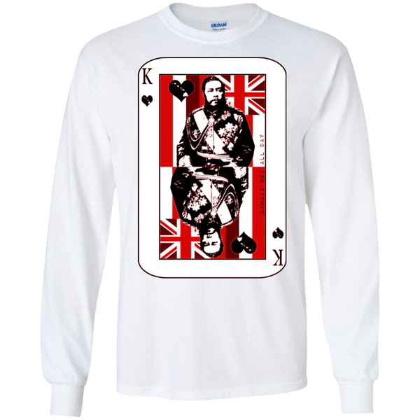 The King of Hawai'i Kalakaua(red ink) LS Ultra Cotton T-Shirt, T-Shirts, Hawaii Nei All Day