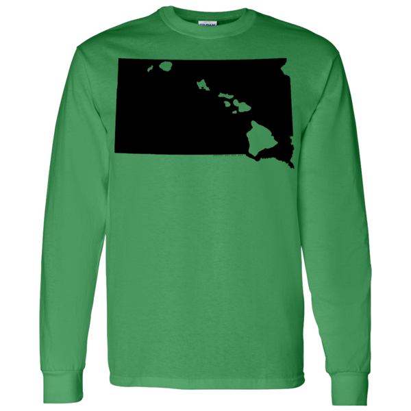 Living in South Dakota with Hawaii Roots LS T-Shirt 5.3 oz., T-Shirts, Hawaii Nei All Day