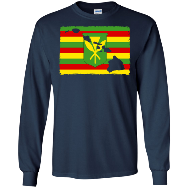 Hawai'i Kanaka Maoli Flag LS Ultra Cotton T-Shirt, T-Shirts, Hawaii Nei All Day