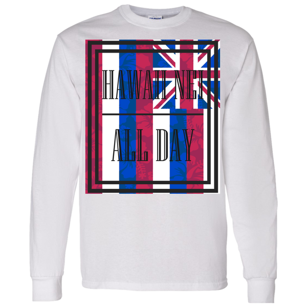 Hawai'i Floral Flag LS T-Shirt 5.3 oz., T-Shirts, Hawaii Nei All Day