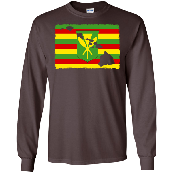 Hawai'i Kanaka Maoli Flag LS Ultra Cotton T-Shirt, T-Shirts, Hawaii Nei All Day