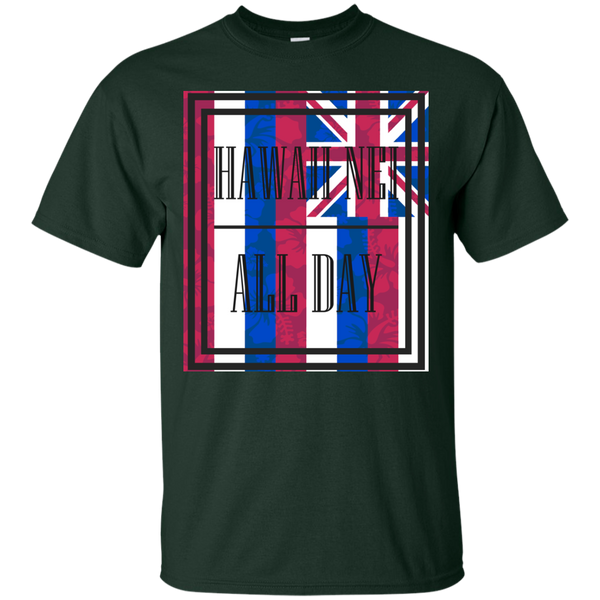 Hawai'i Floral Flag Ultra Cotton T-Shirt, T-Shirts, Hawaii Nei All Day