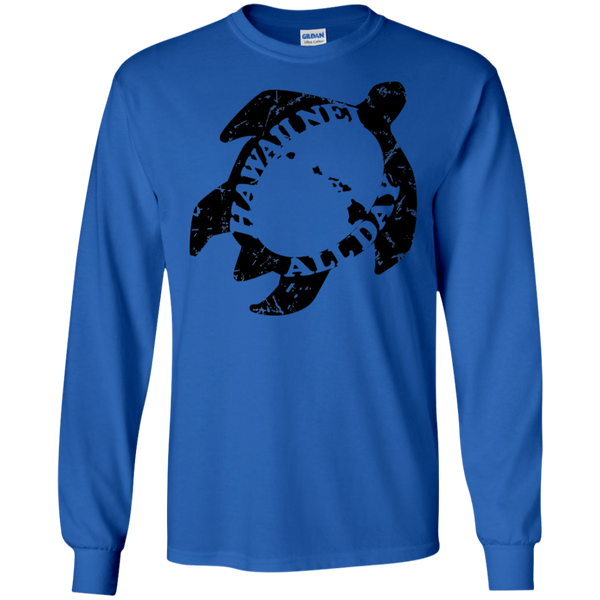 Honu Hawaiian Islands Distresed(black) LS Ultra Cotton T-Shirt, T-Shirts, Hawaii Nei All Day