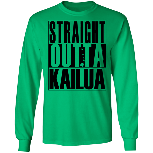 Straight Outta Kailua (black ink) LS T-Shirt