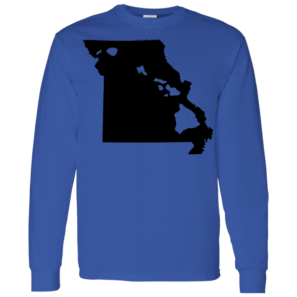 Living in Missouri with Hawaii Roots LS T-Shirt 5.3 oz., T-Shirts, Hawaii Nei All Day