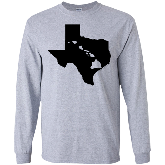 Living In Texas With Hawaii Roots LS Ultra Cotton Tshirt - Hawaii Nei All Day