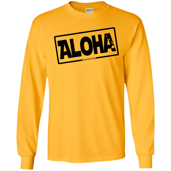 Aloha Hawai'i Nei (Islands blk ink) LS Ultra Cotton T-Shirt, T-Shirts, Hawaii Nei All Day
