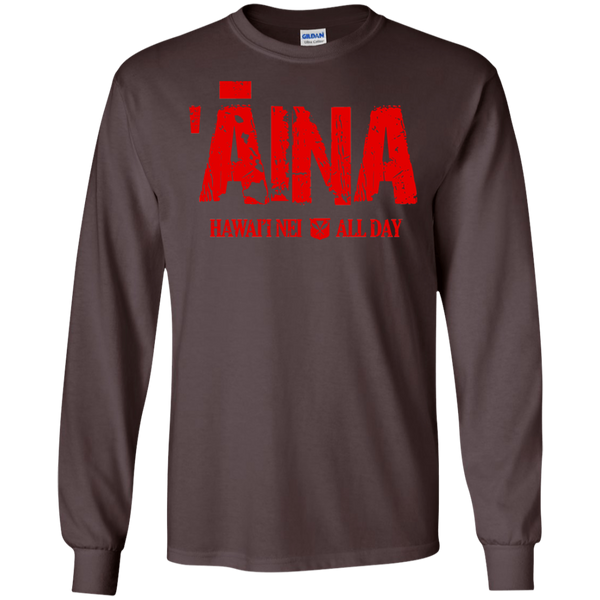 ʻĀina Hawai'i Nei All Day (red ink) LS Ultra Cotton T-Shirt, T-Shirts, Hawaii Nei All Day