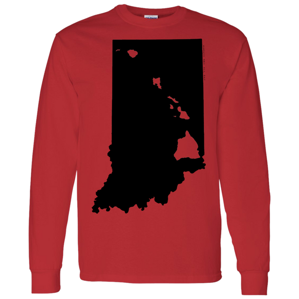 Living in Indiana with Hawaii Roots LS T-Shirt 5.3 oz., T-Shirts, Hawaii Nei All Day