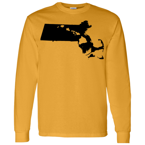 Living in Massachusetts with Hawaii Roots LS T-Shirt 5.3 oz., T-Shirts, Hawaii Nei All Day