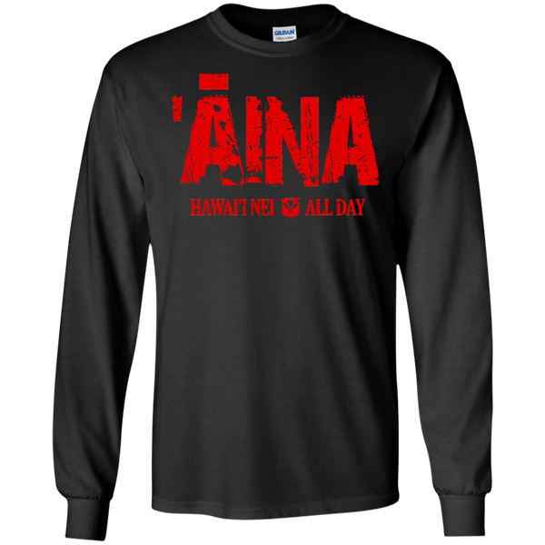 ʻĀina Hawai'i Nei All Day (red ink) LS Ultra Cotton T-Shirt, T-Shirts, Hawaii Nei All Day