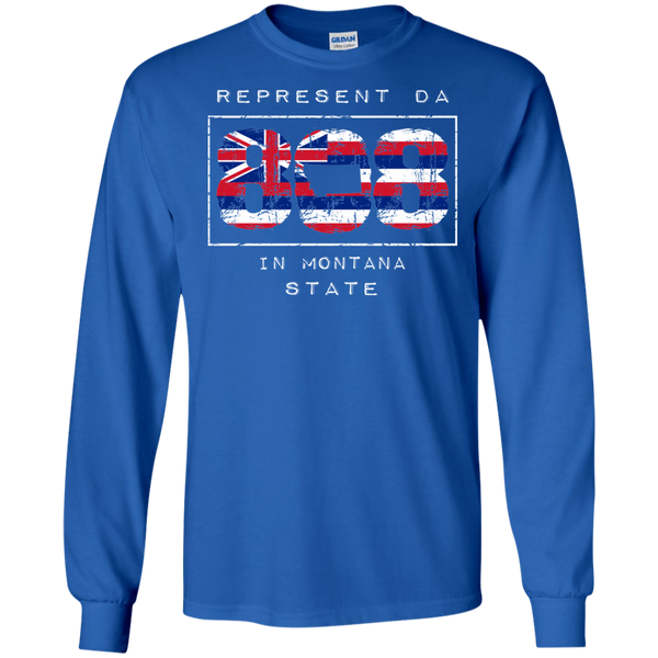 Rep Da 808 In Montana State LS Ultra Cotton T-Shirt, T-Shirts, Hawaii Nei All Day