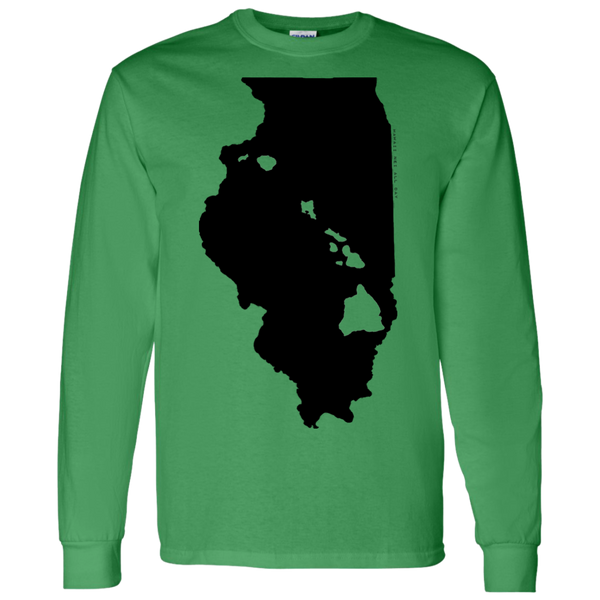 Living in Illinois with Hawaii Roots LS T-Shirt 5.3 oz., T-Shirts, Hawaii Nei All Day
