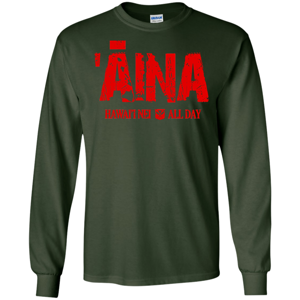 ʻĀina Hawai'i Nei All Day (red ink) LS Ultra Cotton T-Shirt, T-Shirts, Hawaii Nei All Day