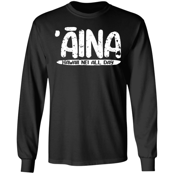 ʻĀina Hawai'i (white ink variant) LS T-Shirt
