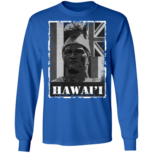 Hawai'i King Kamehameha (B&W) LS T-Shirt, T-Shirts, Hawaii Nei All Day