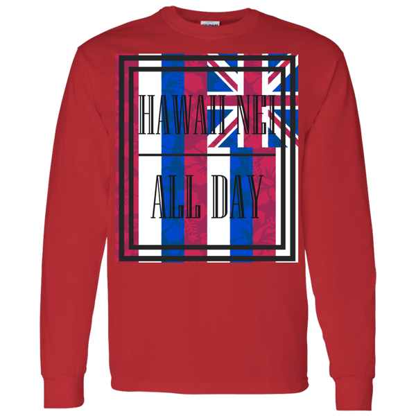 Hawai'i Floral Flag LS T-Shirt 5.3 oz., T-Shirts, Hawaii Nei All Day