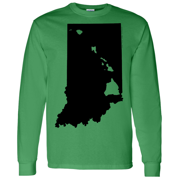 Living in Indiana with Hawaii Roots LS T-Shirt 5.3 oz., T-Shirts, Hawaii Nei All Day