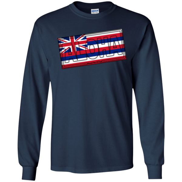 Aloha Hawai'i Flag LS Ultra Cotton T-Shirt, T-Shirts, Hawaii Nei All Day