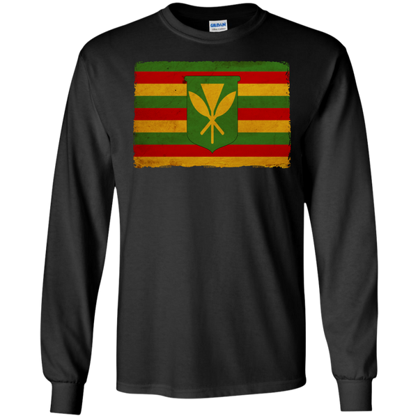 Kanaka Maoli Flag LS Ultra Cotton Tshirt - Hawaii Nei All Day