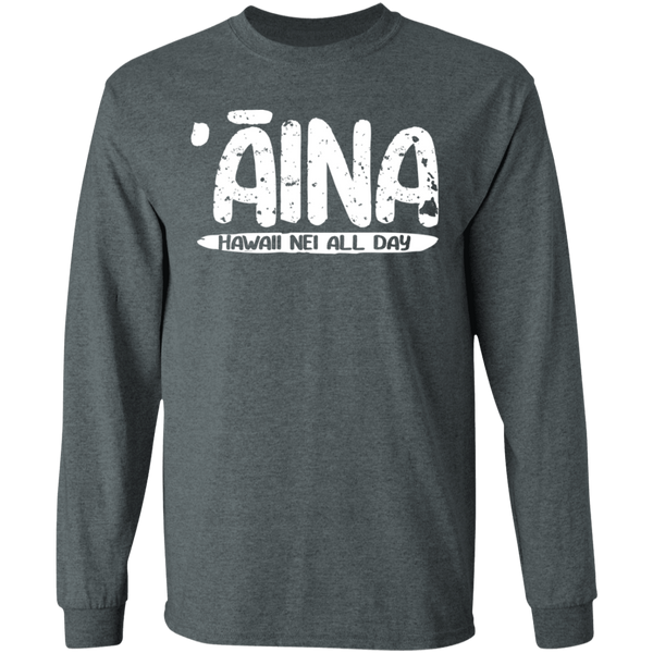 ʻĀina Hawai'i (white ink variant) LS T-Shirt