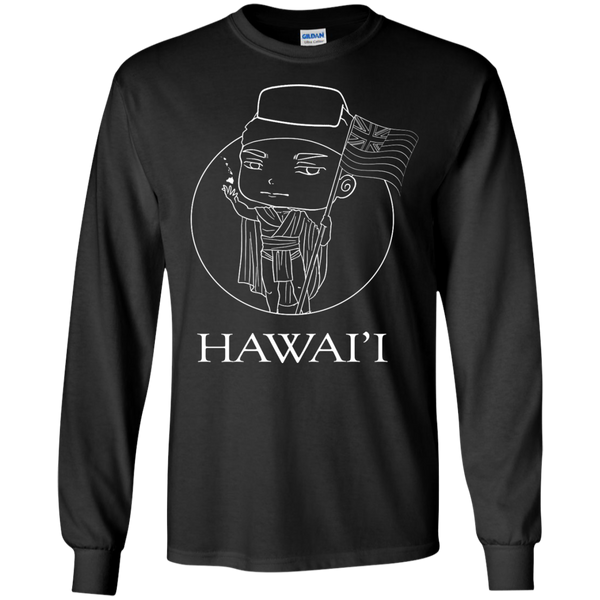 Hawai'i (chibi style King Kamehameha) LS Ultra Cotton Tshirt - Hawaii Nei All Day