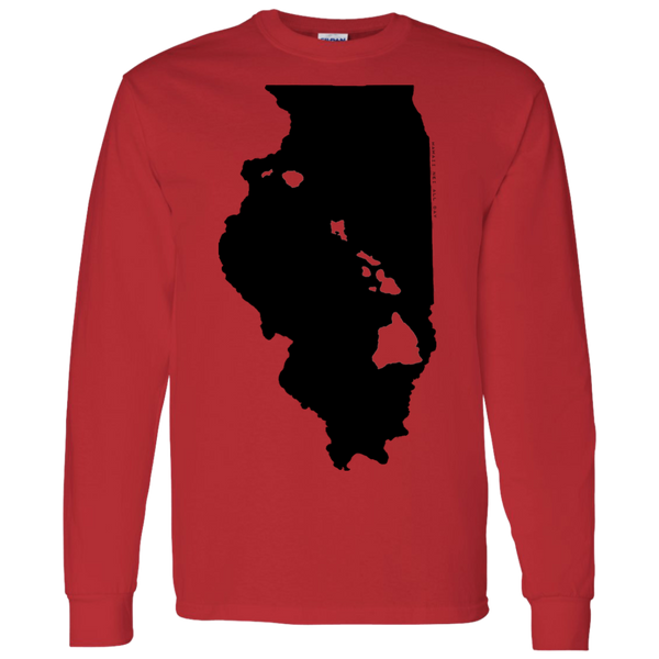 Living in Illinois with Hawaii Roots LS T-Shirt 5.3 oz., T-Shirts, Hawaii Nei All Day