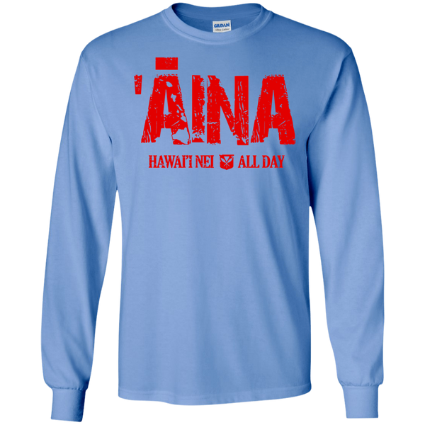 ʻĀina Hawai'i Nei All Day (red ink) LS Ultra Cotton T-Shirt, T-Shirts, Hawaii Nei All Day