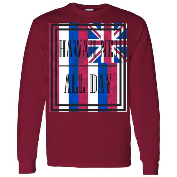 Hawai'i Floral Flag LS T-Shirt 5.3 oz., T-Shirts, Hawaii Nei All Day