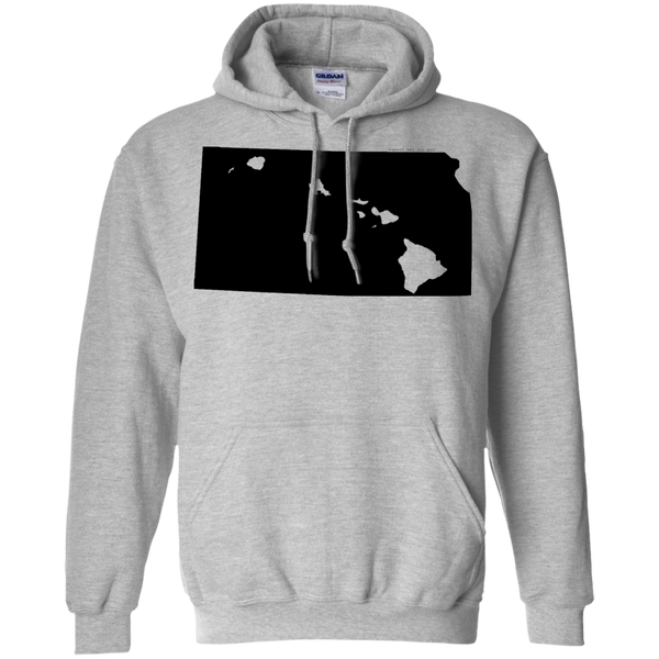 Living in Kansas with Hawaii Roots Pullover Hoodie 8 oz., Sweatshirts, Hawaii Nei All Day