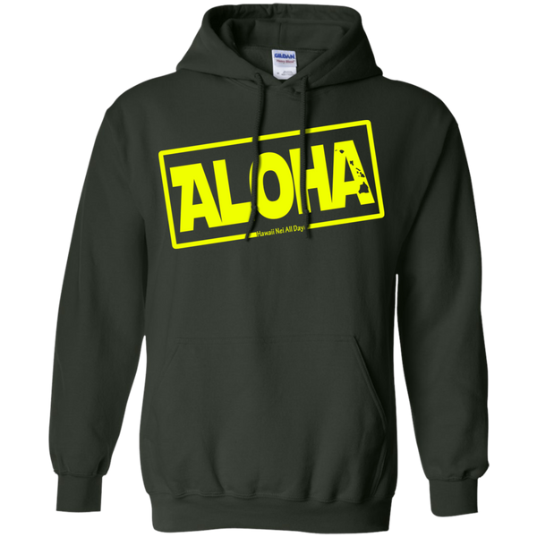 Aloha Hawai'i Nei (Islands yellow ink) Pullover Hoodie, Sweatshirts, Hawaii Nei All Day