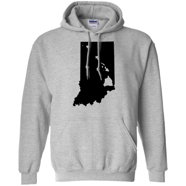 Living in Indiana with Hawaii Roots Pullover Hoodie 8 oz., Sweatshirts, Hawaii Nei All Day